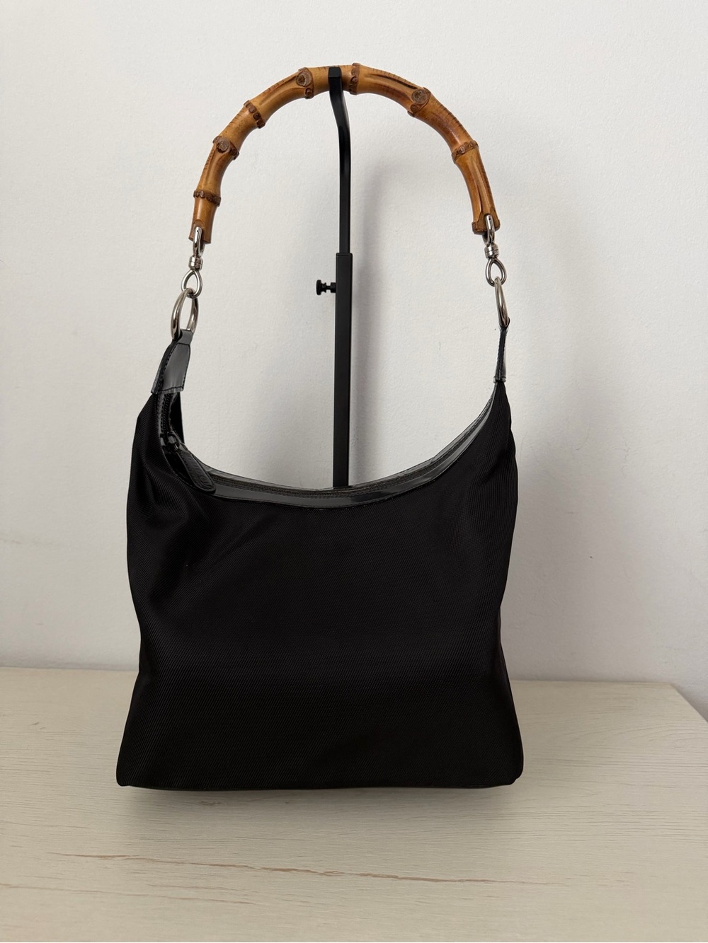 Gucci Black Shoulder Bag with Bamboo Handle